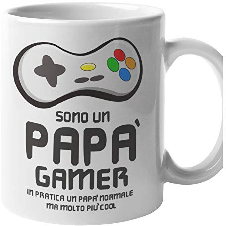 bubbleshirt Tazza Mug Divertente - Papà Gamer molto più cool - Regalo per Papà Nerd Appassionati di Videogiochi - 11 oz (325 ml)