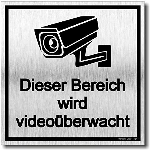 Achtung Videoüberwachung Schild UV Druck 12 x 12cm - 3mm Aluverbund - Made in Germany - Art.Nr. 2111