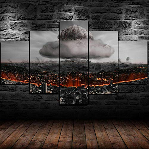 Bilder Abstrakt 5 Teilig Wandbild XXL Bilder Wandbild Vlies Atombombe Der Atombombe Leinwand Bild Wandbilder Wohnzimmer Wohnung Kunstdrucke Modern Wandbilder Poster Wanddekoration