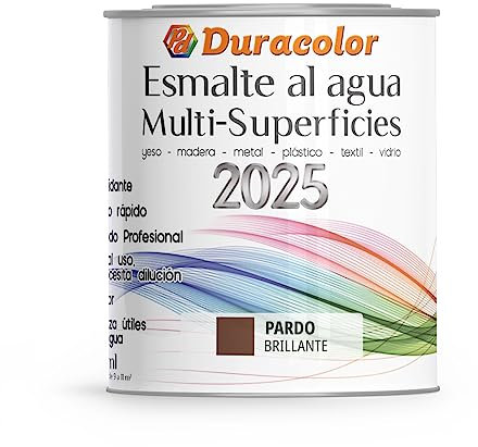 Esmalte al Agua Multi Superficie - Color Pardo - 750 ml - Acabado Brillante - Sin Olor - Resistente a Golpes, Roces y Manchas - Antioxidante - Rápido Secado - Duracolor