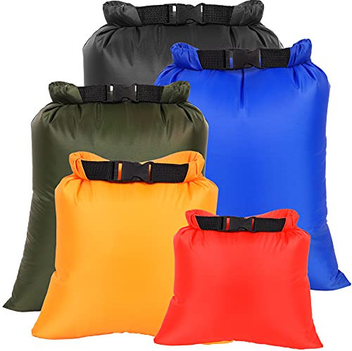 5 Stück Wasserdichte Aufbewahrungsbeutel, Wasserdichter Packsack 2/3/4/5/8L Wassersport Säcken Leicht Trockener Sack Waterproof Dry Bags Wasserdichte Taschen für Boote Wassersport Wandern Camping