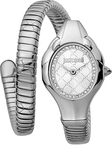 Just Cavalli Unisex-Jugendliche Analog Quarz Uhr mit Edelstahl Armband JC1L186M0015