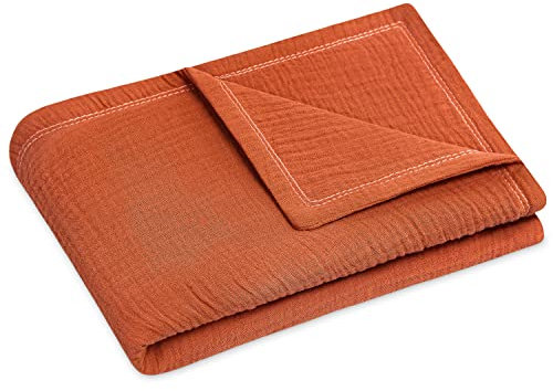 Julius Zöllner Kuscheldecke Gr. 70/100, Made in Germany, 100 prozent Baumwollenmusselin, Oeko-Tex Standard 100, Rost