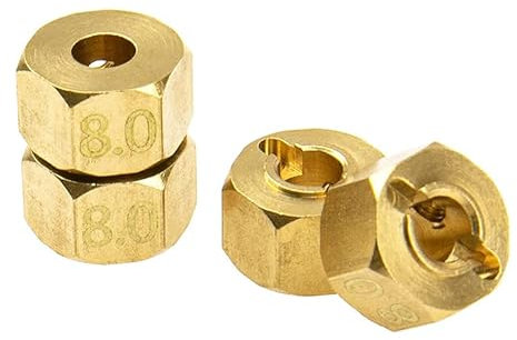 RC Modell 12 mm Sechskantrad (4) Nabe Messing 8 mm dick für Axial SCX-10, Wraith & CC01 Crawler