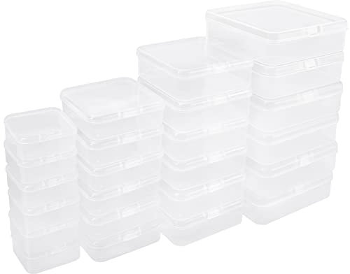LIUCONGBD 24 Stück Mini-Perlenaufbewahrungsboxen aus klarem Kunststoff mit Deckeln, Gemischte Größen Kleine Plastikbehälter Box für kleine Gegenstände Perlen Pillen Schmuck Handwerk
