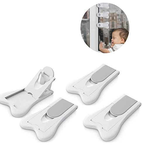 Schiebetür Schloss, Kindersicherung für Fenster, 4 Stück Schiebetür Sperren, Kindersicherung Schrank, Schranksicherung Baby, Kinder Schiebetür Sperren