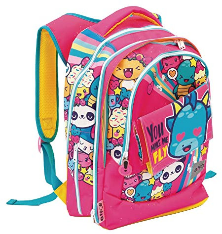 GO POP - Erweiterbarer Rucksack - mit 3 austauschbaren Frontgrafiken und Pop-Up, 3 Fächer mit Reißverschluss, gepolsterte Rückenlehne und Schultergurte, geeignet für die Grundschule, 31 l x 43 h x
