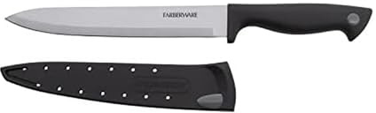 Farberware Edgekeeper 8-Inch Slicing Knife with Self-Sharpening Blade Cover, High Carbon-Stainless Steel Kitchen Knife with Ergonomic Handle, Razor-Sharp Knife, Black