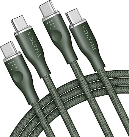 VOLTME USB C Cable 2Pack 100W, USB C to USB C Charger Cable 2.0, Type C Charging Cable for MacBook Pro 2020, iPad Pro 2020, iPad Air 4, Samsung Galaxy S21, Pixel, Switch, 6.0ft / 1.80m Green