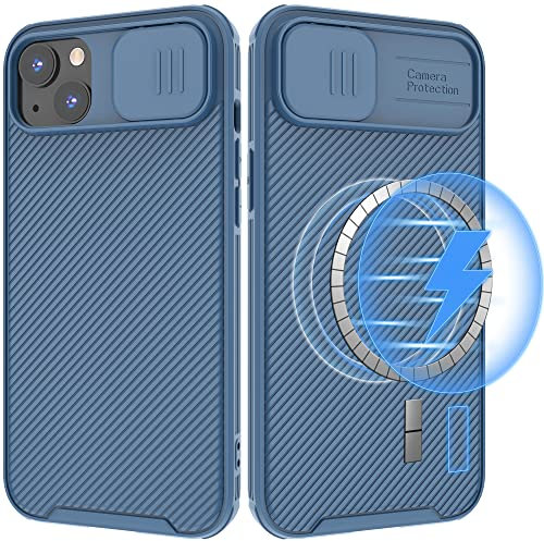 Hitaoyou iPhone 14 Plus Magsafe Case with Slide Lens Cover, Slim Magnetic Case for iPhone 14 Plus 6.7 Blue