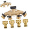 4-Wege-Messing-Gartenschlauch-Verteiler, 1,9 cm Schlauchadapter aus massivem Messing, Schlauchverteiler mit Absperrventilen für Gartenbewässerung
