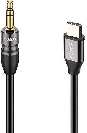 J&D USB C auf 3,5mm 1/8 Zoll Audio-AUX-Kabel, Kompatibel mit iPhone 16 Pro Max/16 Pro/16 Plus/16/15/15 Pro Max/15 Pro/15 Plus, Google Pixel 9/8/7, MacBook, 1 M