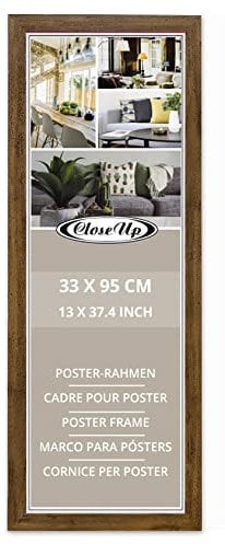 Close Up Posterrahmen, 33 x 95 cm, Eiche Dunkel, MDF Holz, Frame für Langbahnposter, PVC Scheibe (unzerbrechlich), Profilbreite 30 mm