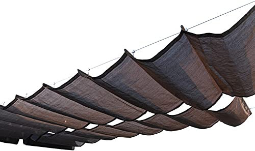 Pergola Canopy Cover Pare-Soleil Rétractable, Auvent en Treillis en Bois Coulissant Wire Wave Voile (Pas de Tige de Support) Abri Solaire pour Jardin Terrasse Yard Grill (Color : Brown, Size : 3x5m)