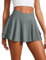 CRZ YOGA Damen Tennis Rock mit Hose Tennisrock Crossover High Waist Skort Golfrock Wanderrock Skater Sport Hosenrock Grauer Salbei 38