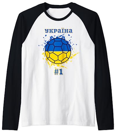 Ukraine Ukrayina Fußball-Flagge Fußball-Fan-Trikot Raglan