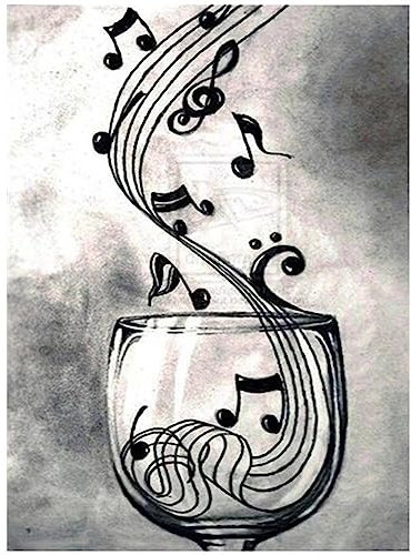 Wine Glass Music Note 5D Diamond Painting Kits for Adults Kids, DIY Diamond Art Full Drill Kits Rhinestone Crystal Embroidery Cross Stitch Canvas Painting for Beginners Home Decor Round Drill,24x32in