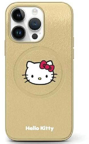 CG MOBILE Hello Kitty HKHMP15SPGHCKD Hülle für iPhone 15 6.1 golden hardcase Leather Kitty Head