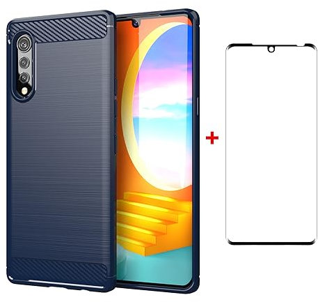 Asuwish Handyhülle für LG Velvet 5G/4G Hülle mit Glas Folie Panzerfolie Schutzfolie und Extra Dünn Silikon TPU Handyhüllen Cover LMG910EMW LM-G910EMW Slim Handy Hüllen Schutzhülle Phone Case Blau