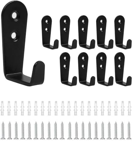 PnxdeobXL 10 Stück Kleiderhaken, Garderobenhaken, Wandhaken, Wandhaken Schwarz, Haken Garderobe, für Schlafzimmer, Küche, Bad, Kleiderschrank
