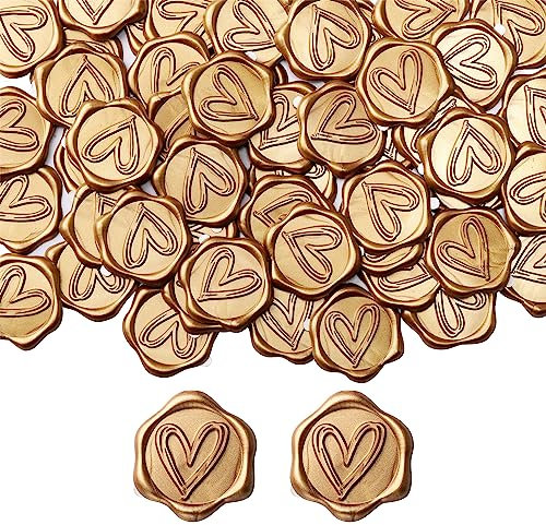 Mogokoyo Wachssiegel Selbstklebend 50 Stück Gold Umschlagaufkleber Wachssiegelstempel Sticker Siegelaufkleber für Hochzeit Geburtstag Party