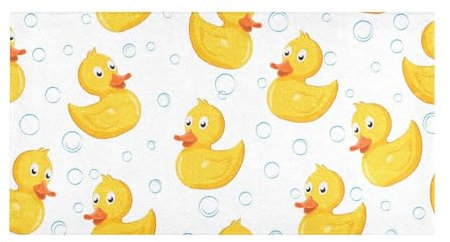 YOUJUNER Lange Badematte Gelbe Enten Badteppich Saugfähig Badvorleger weich rutschfest Badezimmerteppich Duschvorleger Duschmatte