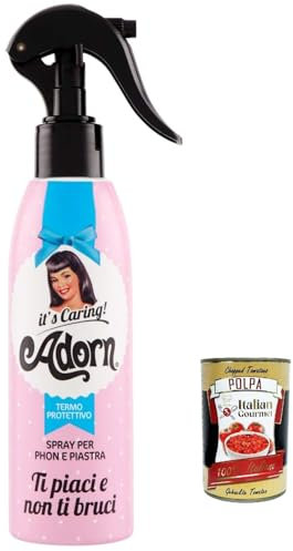 6x Adorn Spray Termoprotettivo, Thermoprotektives Spray für Teller und Haartrockner 200ml + Italian Gourmet polpa 400g
