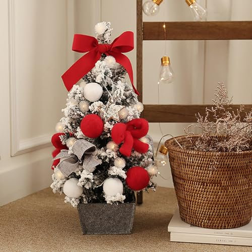 MOWEO 60cm/90cm Artificiale Mini Tabletop Xmas Trees, Albero di Natale da Tavolo Rosa con Luce e Ornamento, per Le Migliori Decorazioni casa Vacanza
