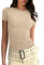 Aokosor Womens T Shirts Ladies Tops Summer Short Sleeve Shirt Basic Beige Tops Size 14-16