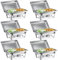 Wilprep Lot de 6 Chafing Dish Rectangulaire Buffets Chauffants 9L 2 Compartiments à Aliments en Acier Inoxydable Alimentaire pour Restaurants Fêtes Buffets Banquets Dîners (Lot de 6-2×GN1/2)