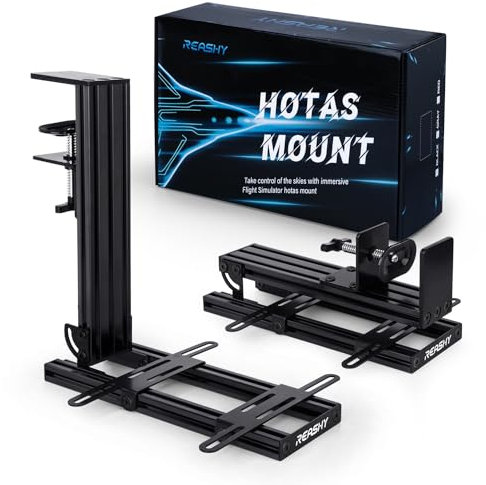 Reashy Hotas Mount, soporte para joystick, soporte de escritorio de aluminio para Logitech X56, X52, X52 Pro, Thrustmaster T.1600M, TCA, T. Flight Hotas One, 4, X, Airbus, VKB Gladiator Nxt (negro)