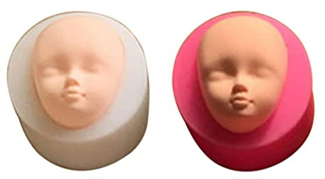 Ukbzxcmws Silikonform für Puppenkopf, Baby-Kopf, Babyparty, Fondant, Kuchen, Ton, Seife, Harz, Schokolade, menschliches Gesicht, Form für Ton, 3D-Puppenkopf, Babykopf-Form