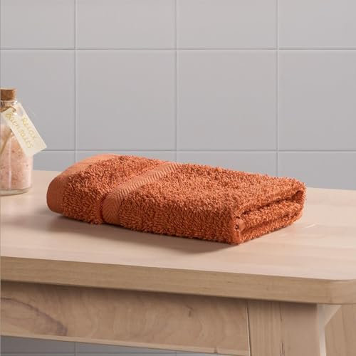 Brentfords Gant de Toilette en Flanelle 100% Coton Ultra Doux et très absorbants pour Salle de Bain, Orange brûlé, Petites Serviettes essentielles de Salle de Bain (1 pièce)