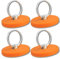 Neodym Magnete Gummiert Ø 43mm Mit 20mm Öse 15 KG Zugkraft Flachgreifer Magnet Scheibe Topfmagnet Gummi Runde Magnete mit Öse Schlüssel Ring Orange (4 Stück)