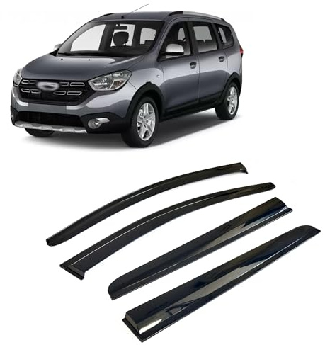 Rumplex Windabweiser Luftabweiser Regenabweiser Seitenfensterabweiser Kompatibel mit Dacia Lodgy 2012-2022 Autofenster Regenschutz Regenabweiser Anklebbare Deflektoren 4 Stück Externe Passform