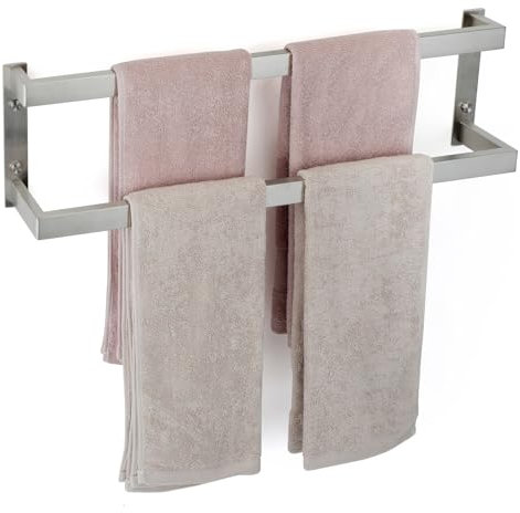 Womamny Handtuchhalter, 60 cm Doppellagiger Gästehandtuchhalter, Handtuchregal Edelstahl, Wandmontage Badetuchhalter, für Küche und Badezimmer