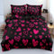 Luowei Bettwäsche 135x200 Mädchen Schwarz mit Rosa Herzen Kinder Bettwäsche Herzen Weich Kuschelig Microfaser Bettwäsche 2teilig für Kinder Mädchen Geschenk mit Reißverschluss und 80x80 cm Kissenbezug