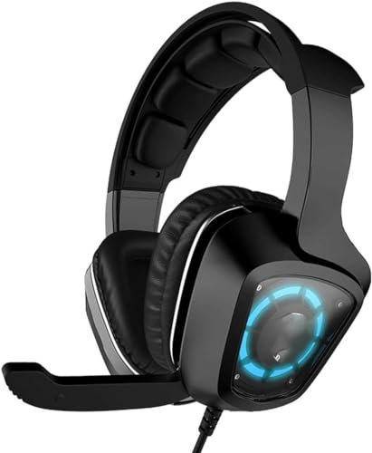 HOUDISAM Auriculares USB PS4 de Gama Alta, Auriculares for Juegos de PC con Sonido Envolvente 7.1 con Cable y micrófono con cancelación de Ruido for portátiles, Computadora, con luz RGB