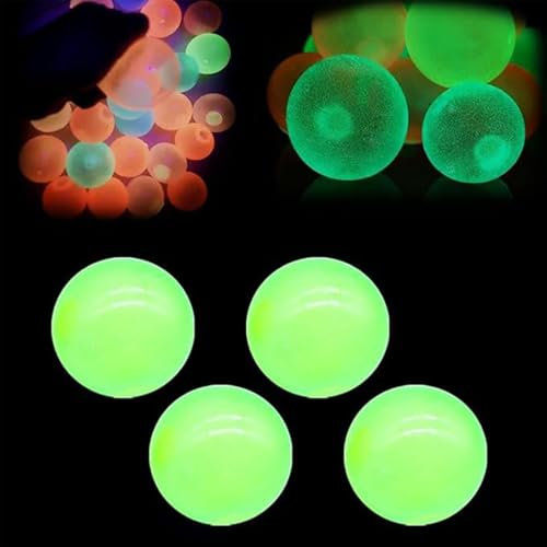 Glorbs Bälle, 4 Pack leuchtet in der dunklen Decke Bälle, super weich klebrig leuchtet Bälle, Bounce Back Bunte Fluoreszierende Fidget Spielzeug, Sensorik Spielzeug Jumping Stress Relief Bälle
