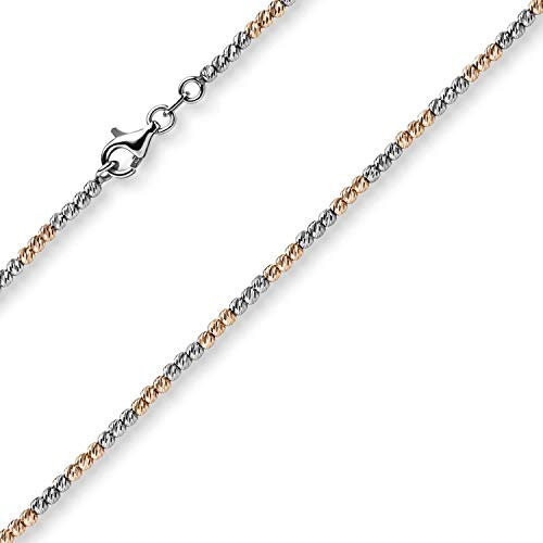 1,8mm Collier Kugelkette aus 585 Gold Weißgold Rotgold bicolor Halsschmuck, 45cm