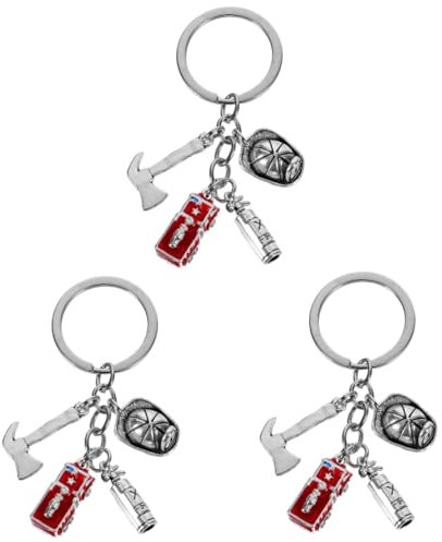 WRITWAA 3pièces Porte-clés Pompier Avec Extincteur Et Casque Accessoire De Et Porte-clés Pratique Pour Et Femmes