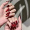 Red False Nails - Glitter Red Cat Eye Press On Nails - Full Cover Almond Dark Red Stick on Nails - Reusable Fake nails with Glue - Cateye nails for Women Girls 24PCS