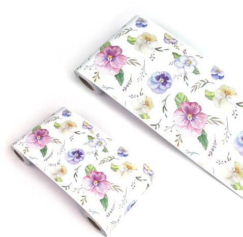 VisitRyl Wallpaper Border Self Adhesive Wall Tiles Decorative, Peel and Stick Wall Border Bathroom Stickers Pink Blue White Chrysanthemums YX215 12cm X 1000cm