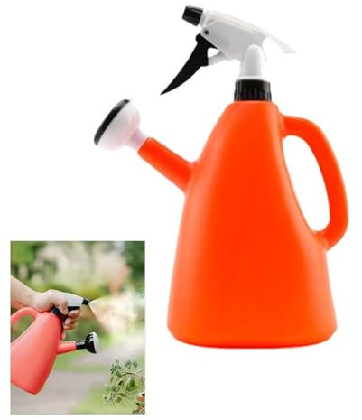 Annaffiatoio a doppio spruzzo 2 in 1, spruzzatore a pressione portatile da 1 l, per piante in vaso e giardino, ugello regolabile con modalità rosa e getto, plastica ispessita per interni ed esterni