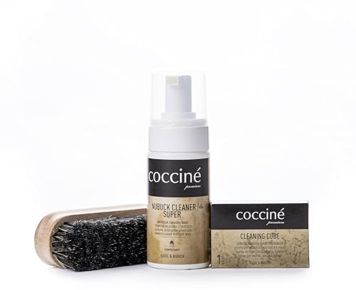 Coccine - Schuhputzsets 3 in 1 Pflege, Wildleder und Nubuk Reinigungsschaum | Schuh Reinigungschwamm, Nubuck Cleaner Super, Cleaning Cube, Reinigungsbürste, Schuhpflege, Wildlederschuhe, Nubukleder