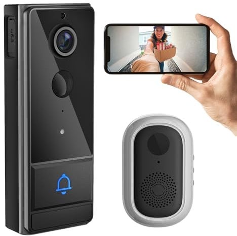 Swokely Smart Smart WiFi, campanello senza fili, intercom con PIR Wakeup 1280 x 720, visione notturna, due possibilità audio, IP65, Water Proof for Home Security,