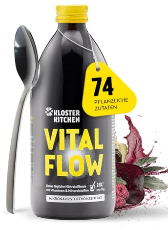 Kloster Kitchen Mikronährstoffkonzentrat Vital Flow | 500 ml - 31 Tage - 74 Zutaten | Obst, Gemüse & Kräuter - Vitamine, Mineralstoffe & Spurenelemente | Mikronährstoffe Saft Flüssig Vegan