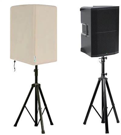 RPET Cover Speaker Slip Cover for 12 Inch PA/DJ Mounted on Stand Power Speakers Oxford Cloth Dust Cover Water Resistant Dustproof UV Protection Outdoor Speaker Covers 420D Protection Bag,Khaki