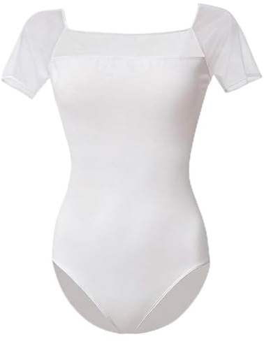 ROYAL SMEELA Sexy mesh ballett trikot damen mit bh Kurzarm ballettbody frauen ballettkleidung leotard nylon tanztrikot erwachsene tanzen trikots ballerina body