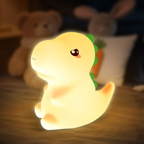 magimagi Dinosaur Night Light for Kids, Toddler Night Light, 7 RGB Colours Changing Dinosaur Lamp, 30-MinTimer, USB Powered, Silicone Touch Nightlights, Christmas Birthday Gift for Kids